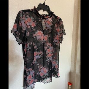 Black mesh blouse